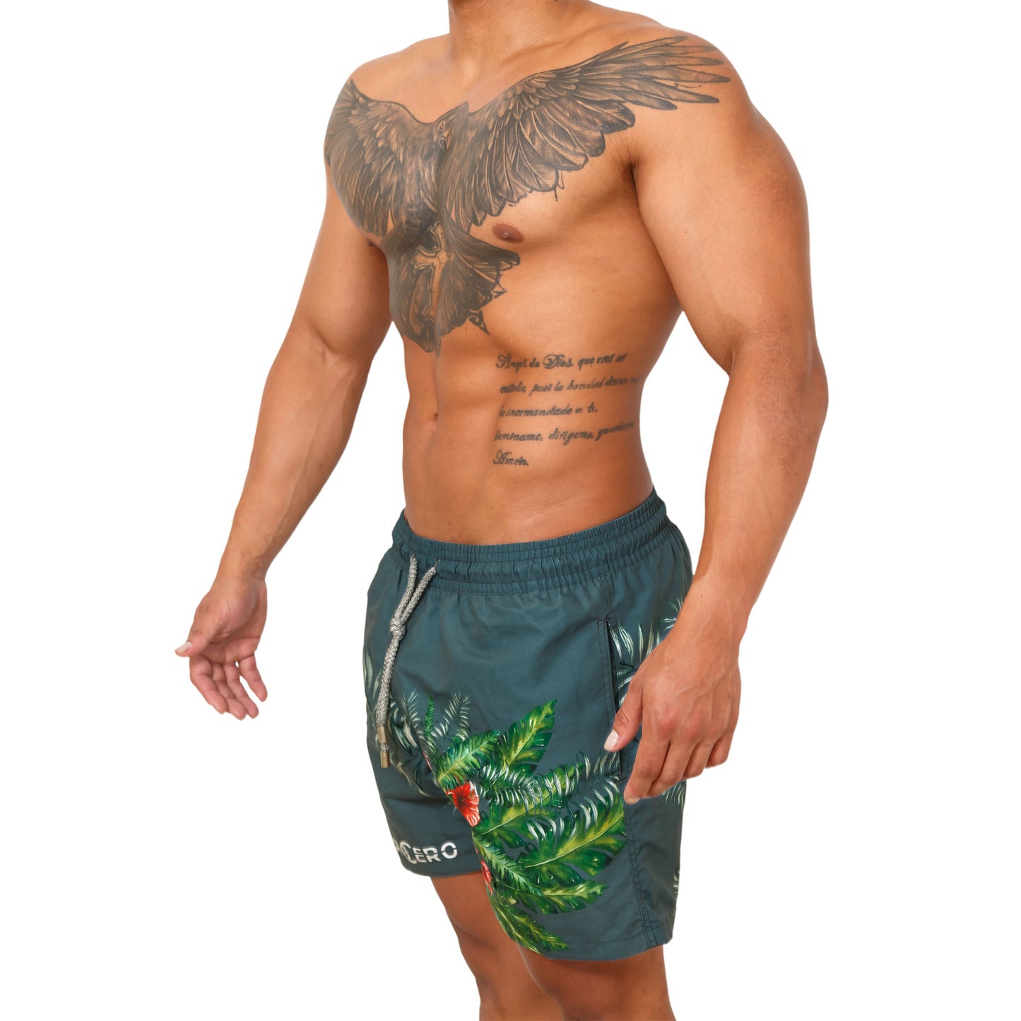 BADESHORTS FLORES DE PRIMAVERA MIT ROTEN BLUMEN